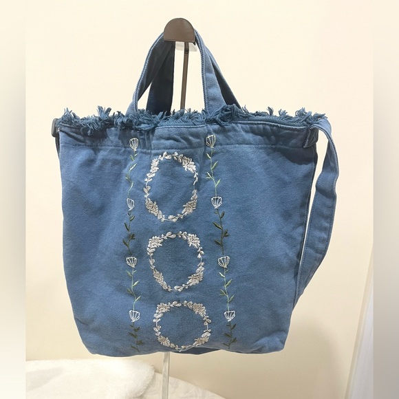 Blue Embroidered Tote Bag - Picture 3 of 13